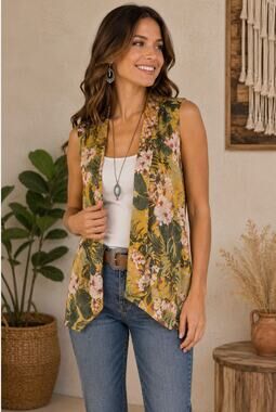 NWT Floral Printed Women's L.I.B Duster Open Front Bohemian Kimono
